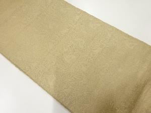 アンティーク　横段に向かい孔雀・花唐草模様織出し袋帯（着用可）